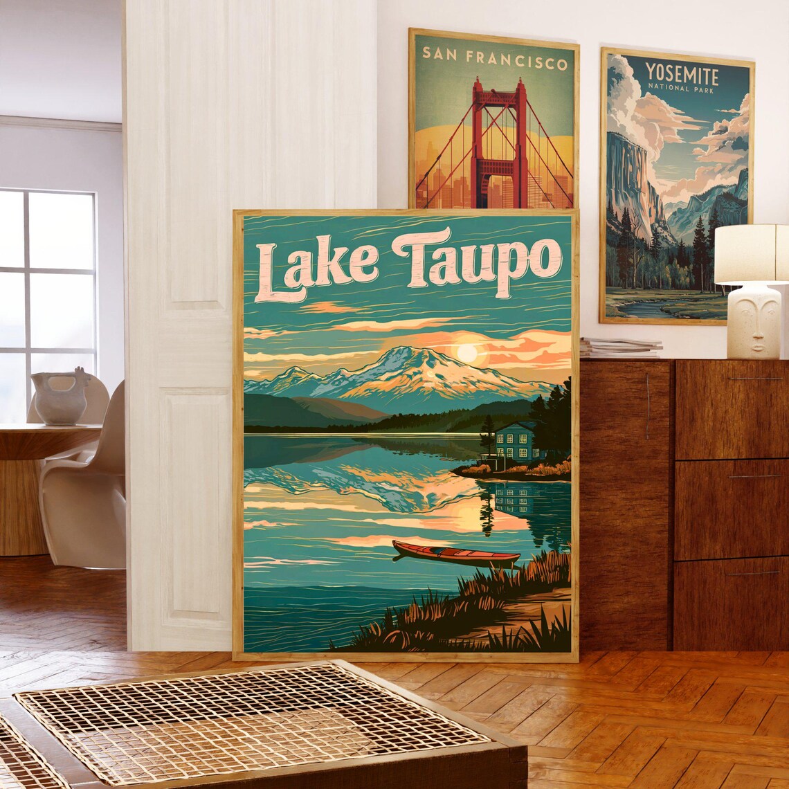 Lake Taupo Vintage Travel Poster, New Zealand Travel Poster - Image 5