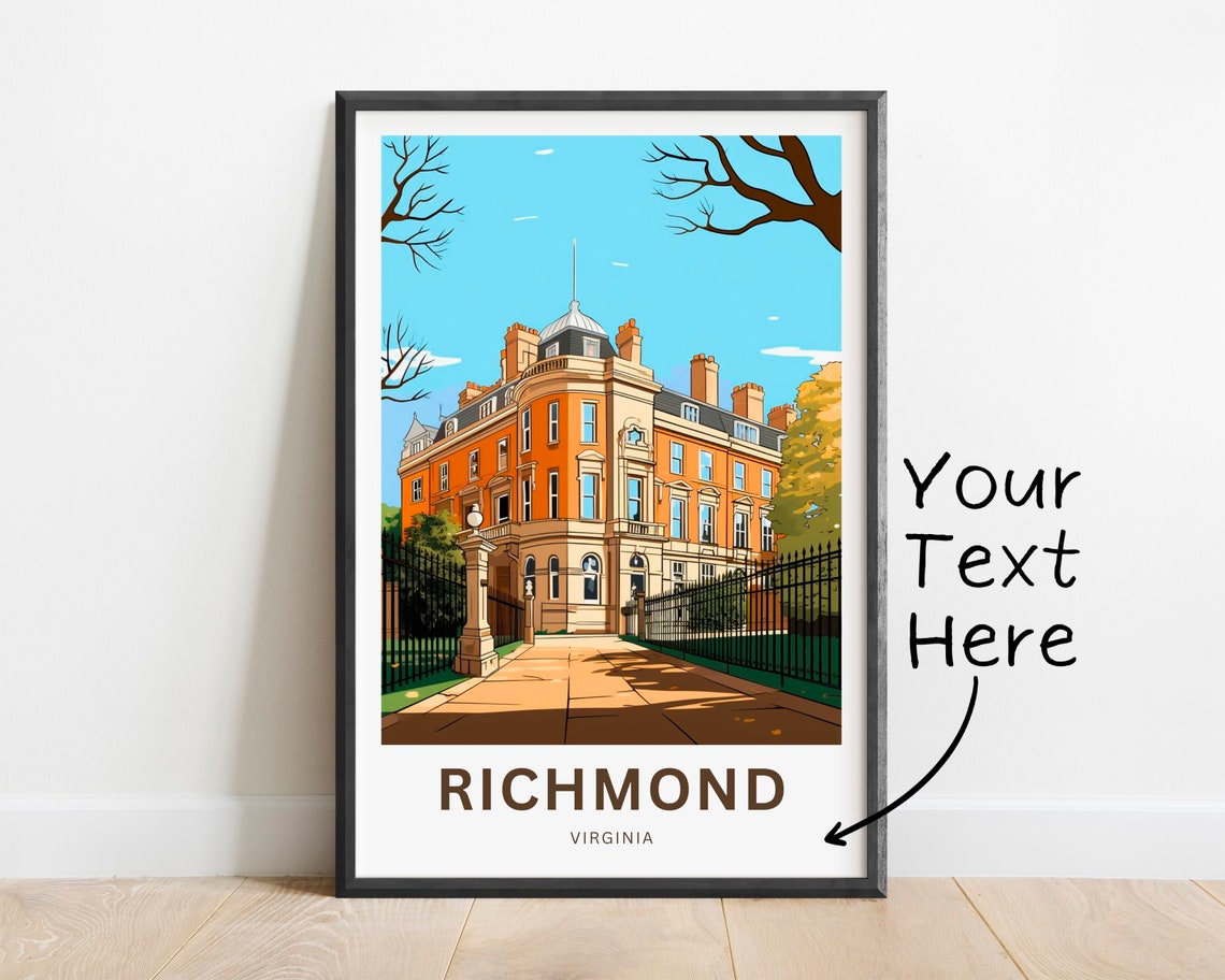 Personalized Richmond Virginia Historic Estate Custom Travel Poster