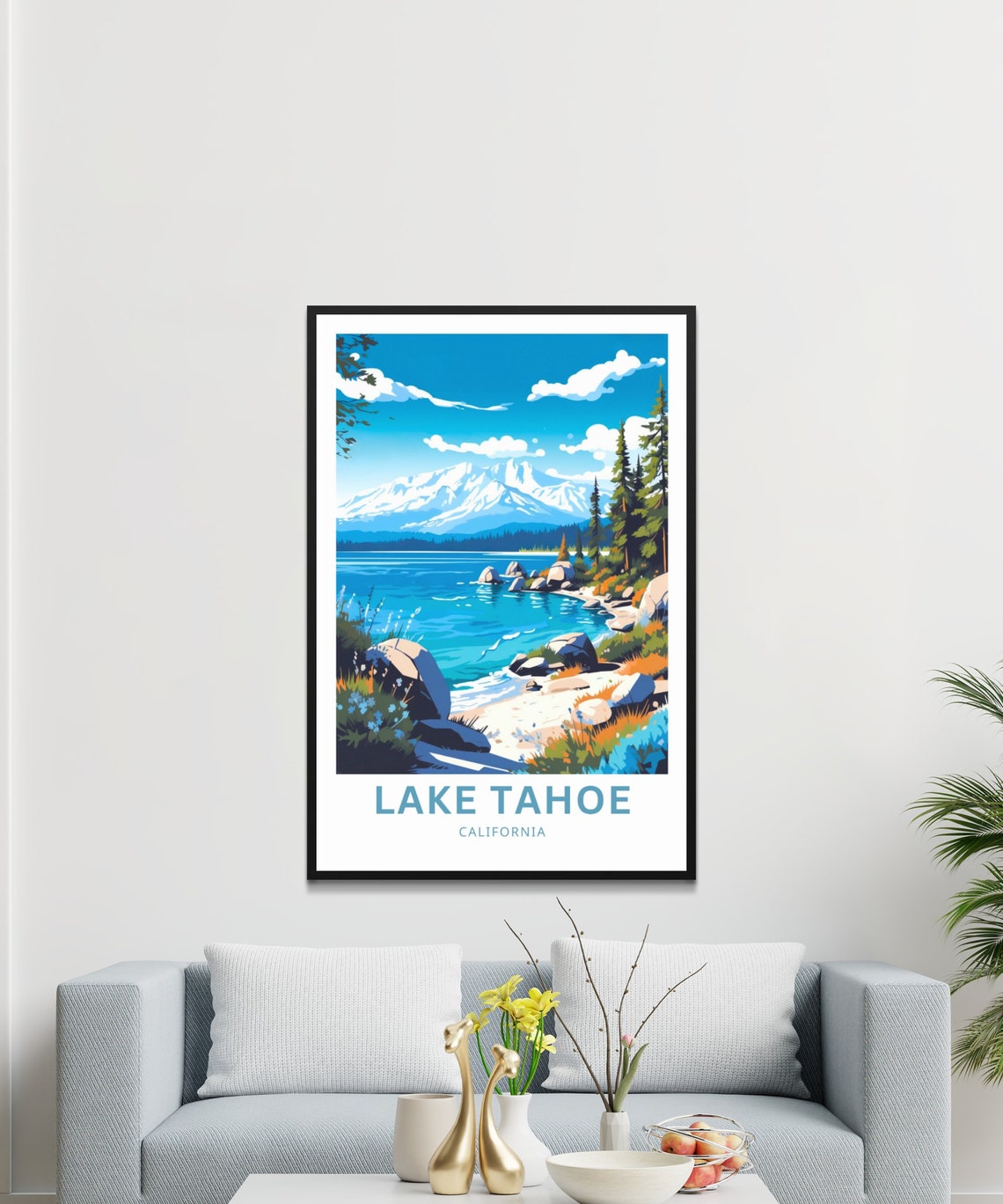 Personalized Lake Tahoe California Sierra Shore Travel Poster - Image 3