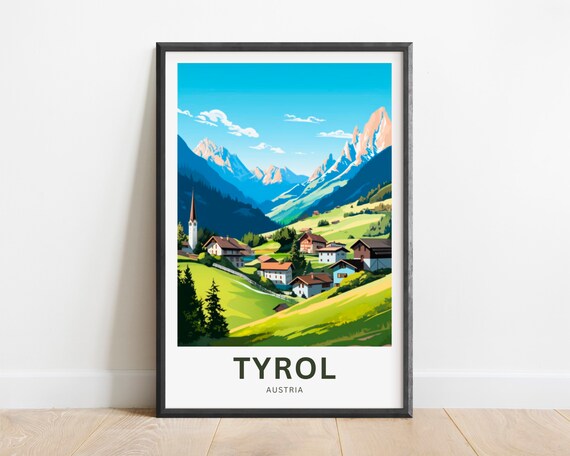 Tyrol Austria Alpine Mountain Village Valley Vintage Travel Poster