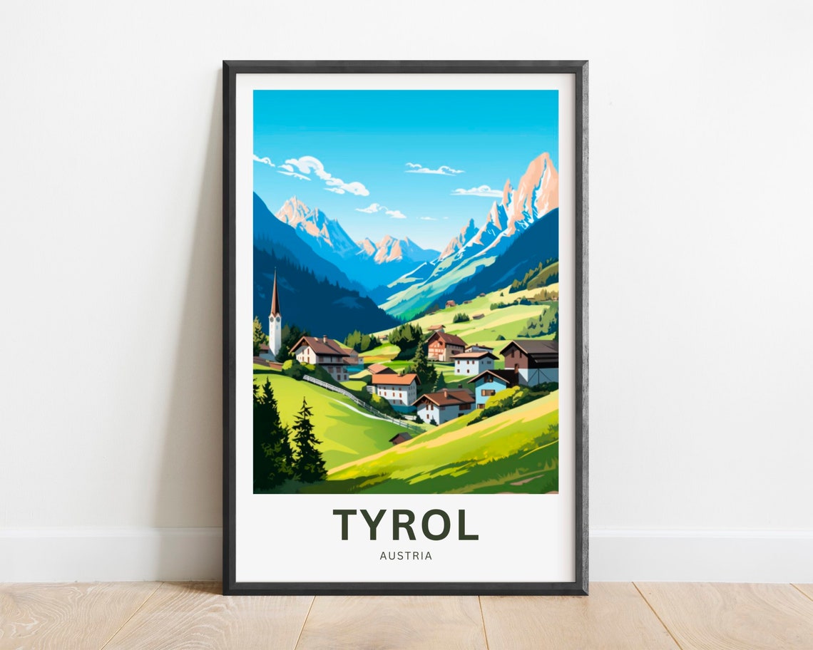 Tyrol Austria Alpine Mountain Village Valley Vintage Travel Poster