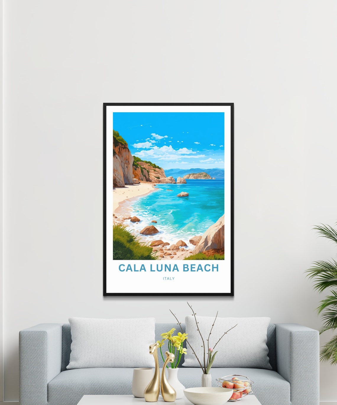 Personalized Cala Luna Beach Italy Turquoise Cove Cliffs Poster - Image 3