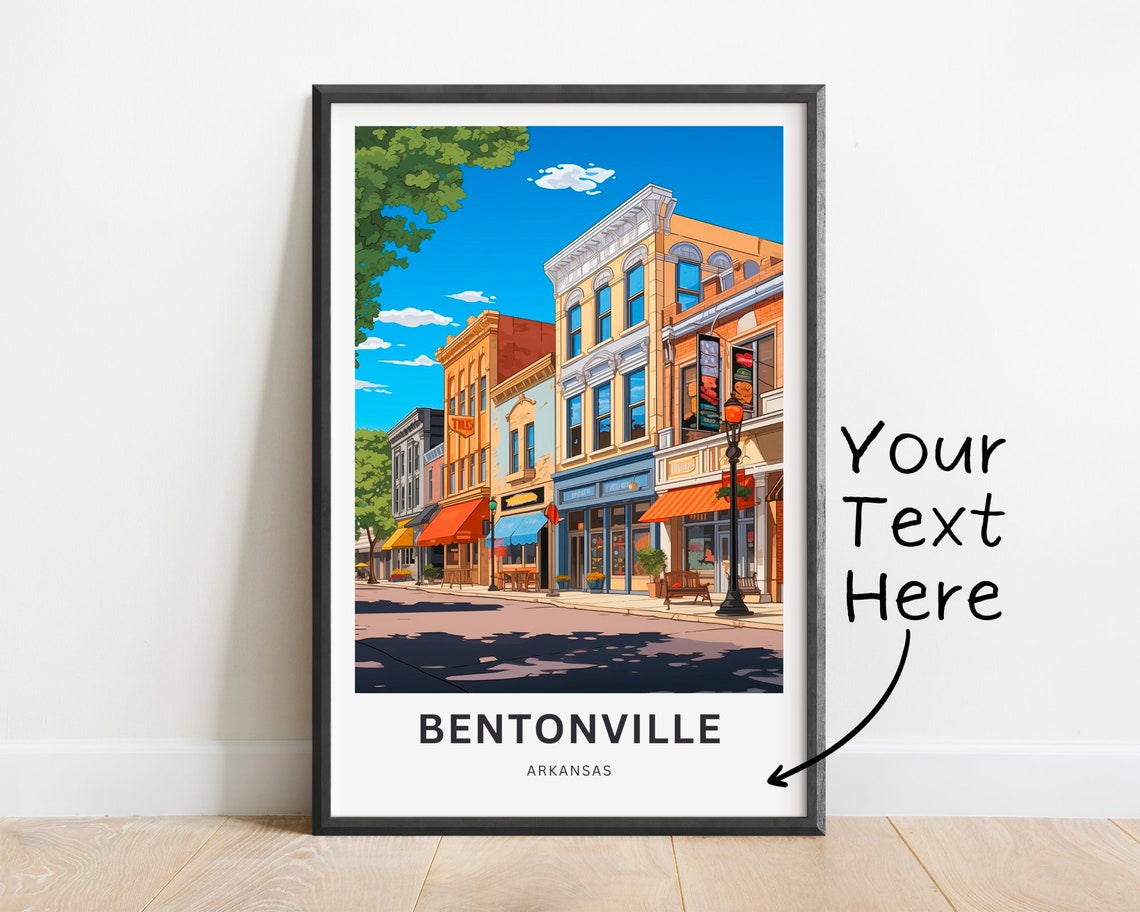 Personalized Bentonville Arkansas Historic Main Street Travel Poster