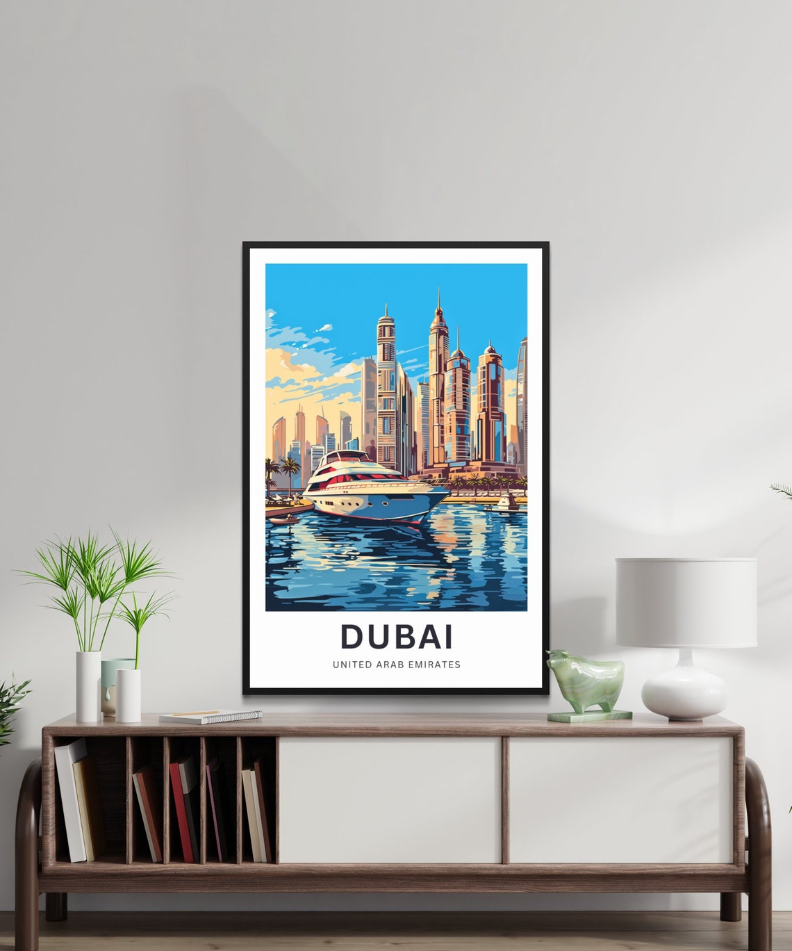 Dubai Marina Yacht Skyscrapers Personalized Travel Poster UAE City Art - Image 2