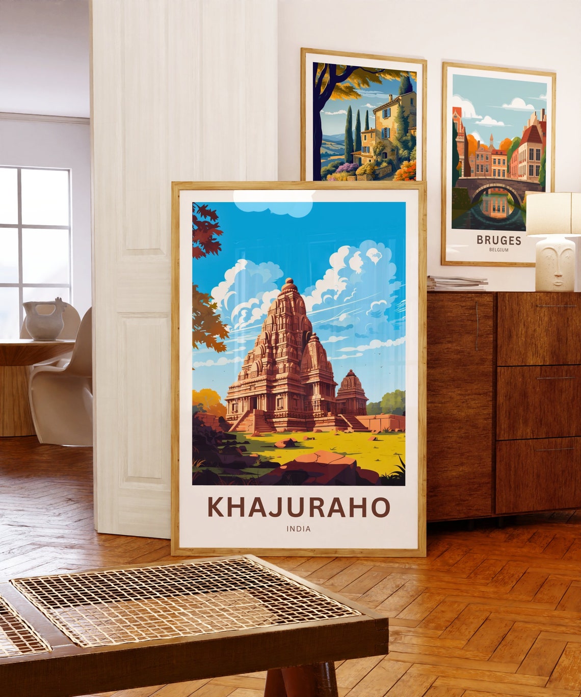 Khajuraho India Red Temple Garden Stones Custom Travel Poster - Image 5