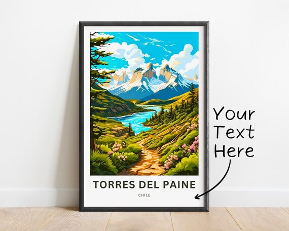 Personalized Torres Del Paine Chile River Trail Custom Travel Poster