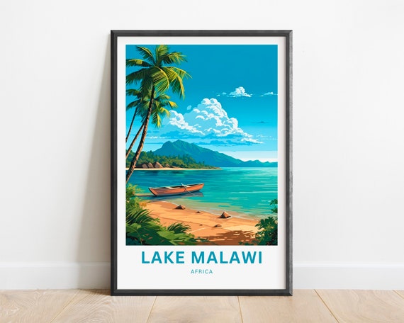Lake Malawi Travel Print Lake Malawi Poster Africa Wall Art Framed Present Gift Africa Present