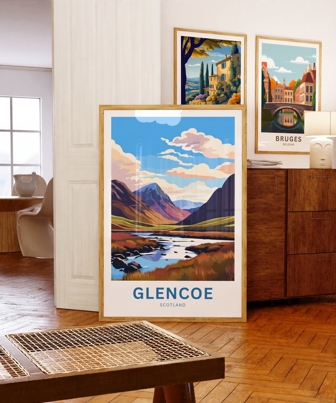 Glencoe Scotland Mountain Valley River Autumn Colors Scene Poster - Image 5