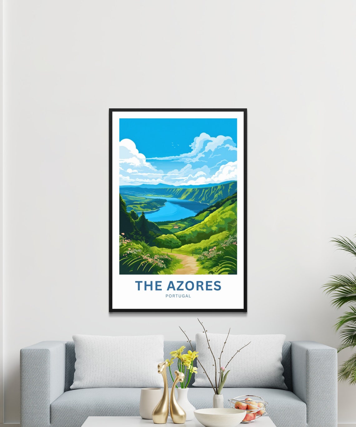 The Azores Portugal Personalized Crater Lake Valley View Travel Poster - Image 2