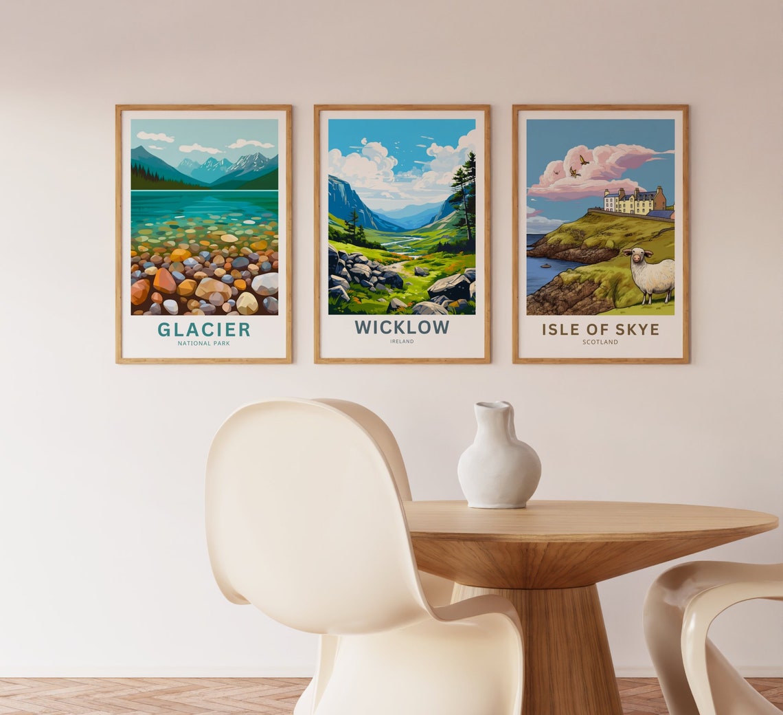 Wicklow Ireland Green Valley Rocks Mountain Trail Scenic Poster - Image 3