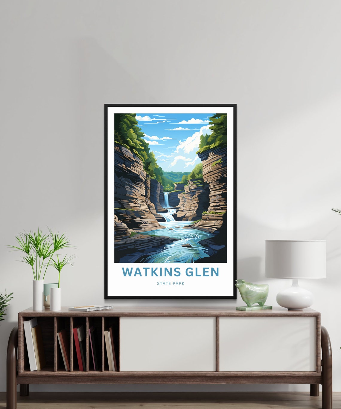 Watkins Glen State Park Waterfall Stream Rock Walls Travel Poster - Image 2