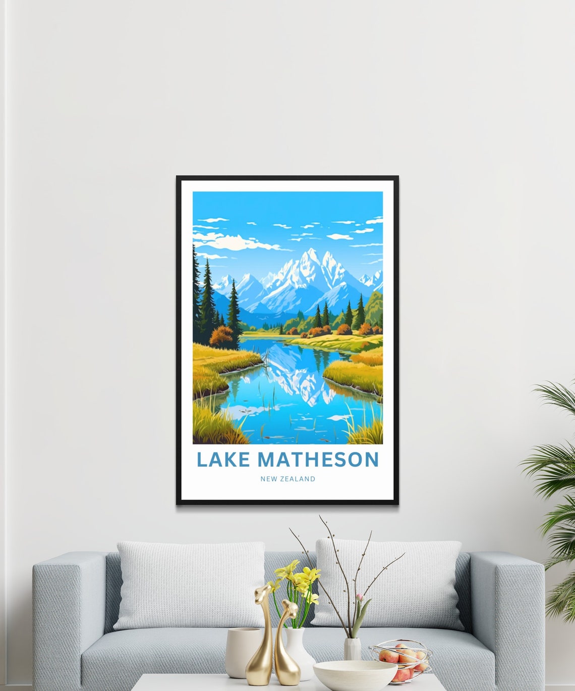 Personalized Lake Matheson New Zealand Reflection Lake Poster - Image 3