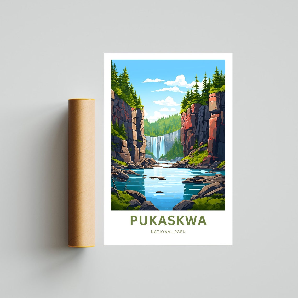 Pukaskwa National Park Waterfall Gorge Rocky Cliffs Travel Poster - Image 4