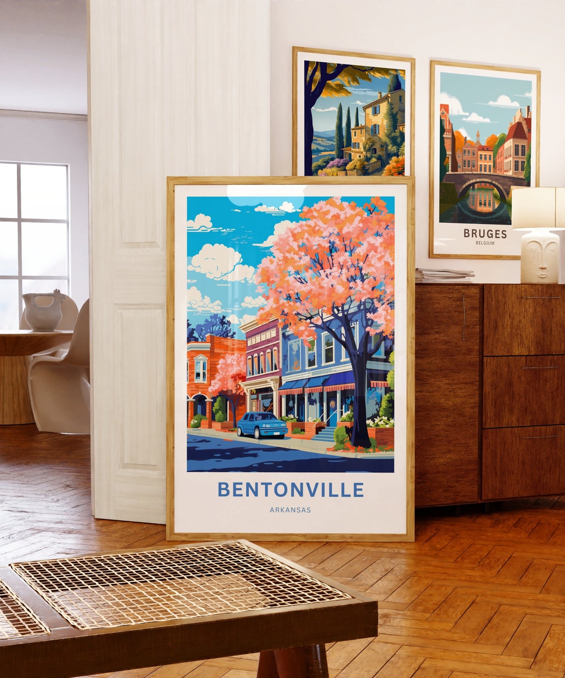 Bentonville Arkansas Downtown Storefront Blossom Scene Travel Poster - Image 5
