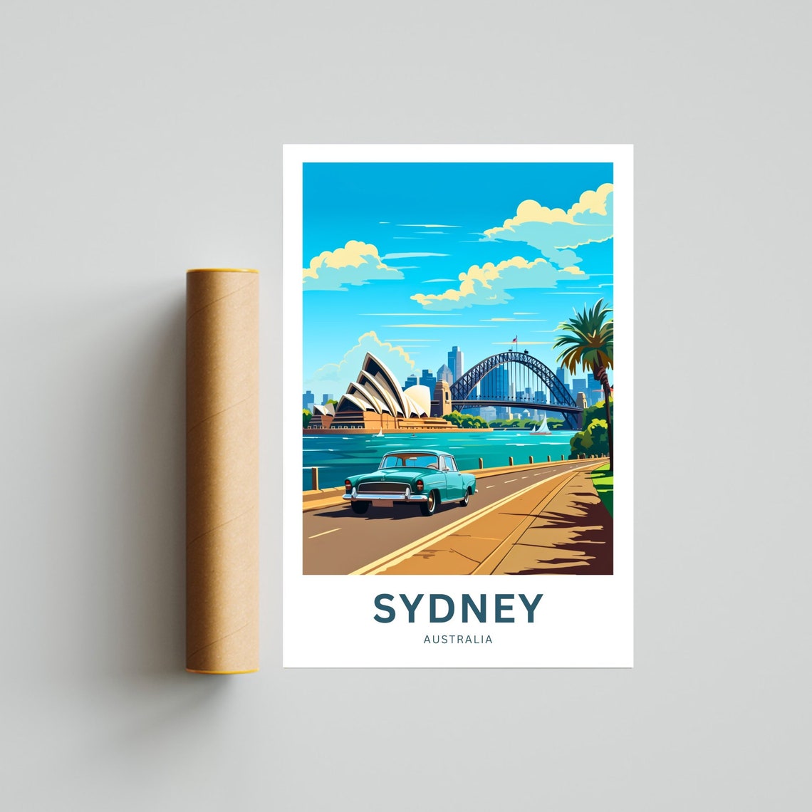 Personalized Sydney Opera House Vintage Car Custom Travel Poster - Image 4