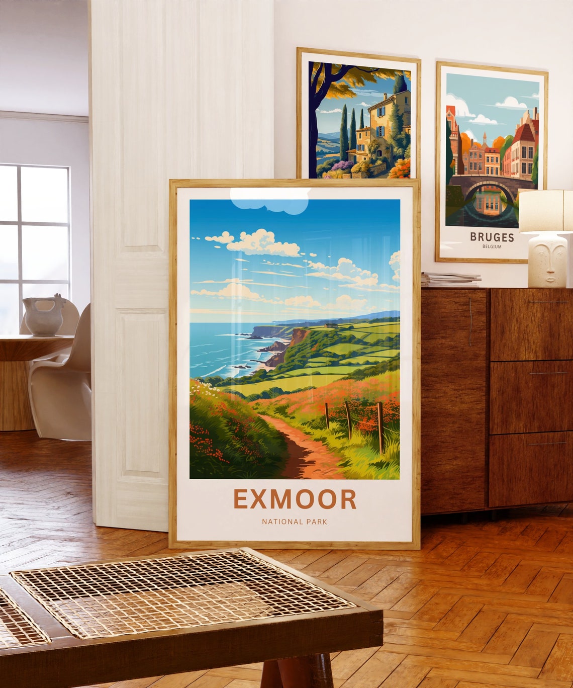 Exmoor National Park Coastal Path Cliffs Retro Travel Poster - Image 3