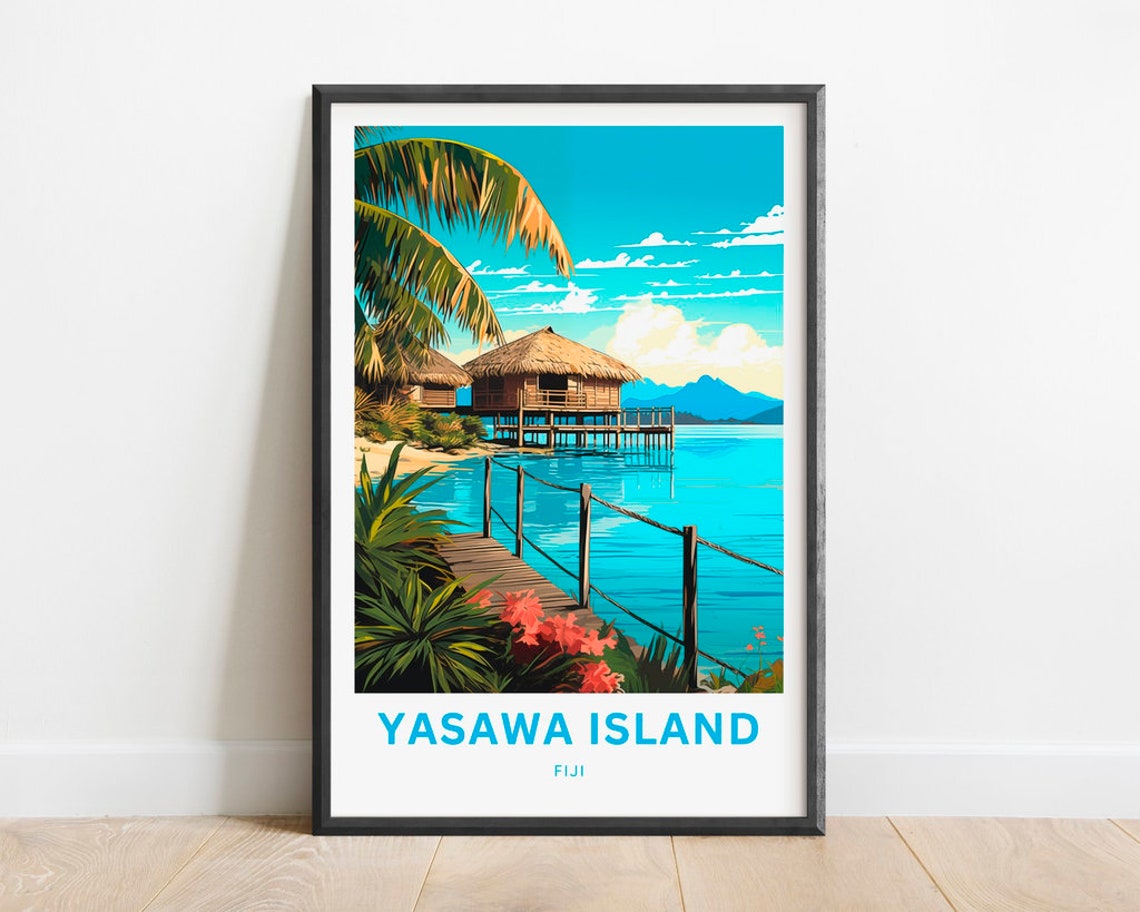 Yasawa Island Fiji Paradise Thatched Bungalow Overwater Poster