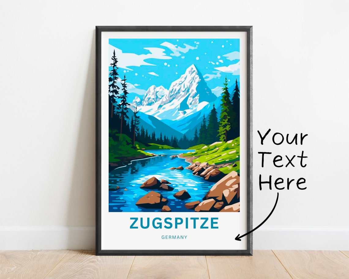 Zugspitze Germany Glacier Stream Pine Forest Custom Art Poster