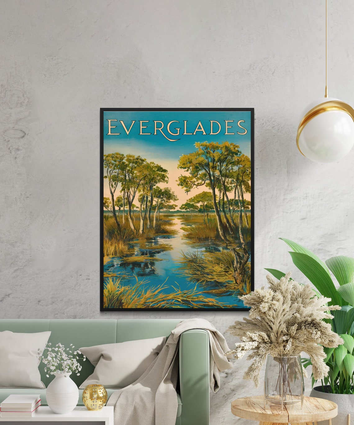 Everglades Vintage Cypress Swamp Golden Twilight Trees Poster - Image 2