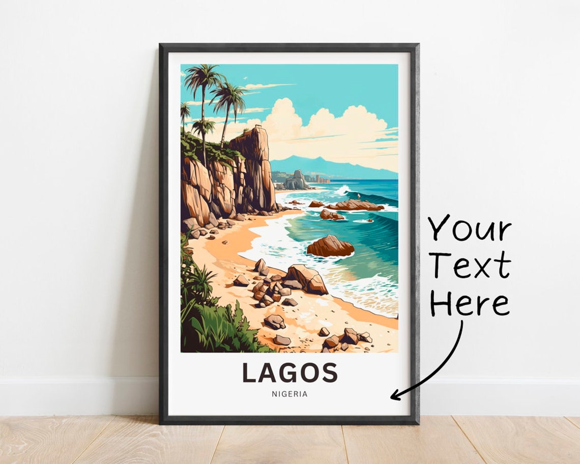 Lagos Nigeria Customizable Rocky Shoreline Palm Beach Poster