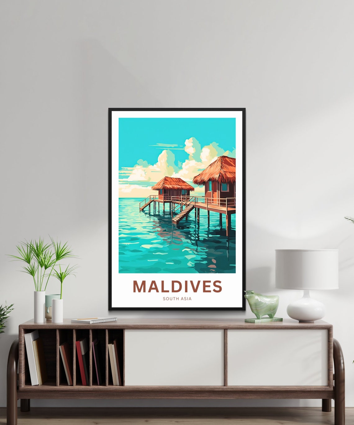 Maldives Twin Water Villas Calm Turquoise Lagoon Travel Poster - Image 2