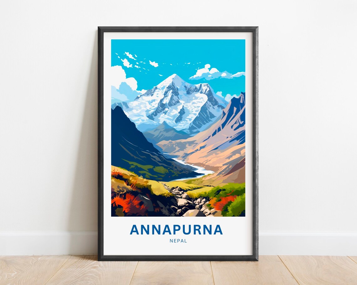 Annapurna Travel Poster, Nepal Place Print