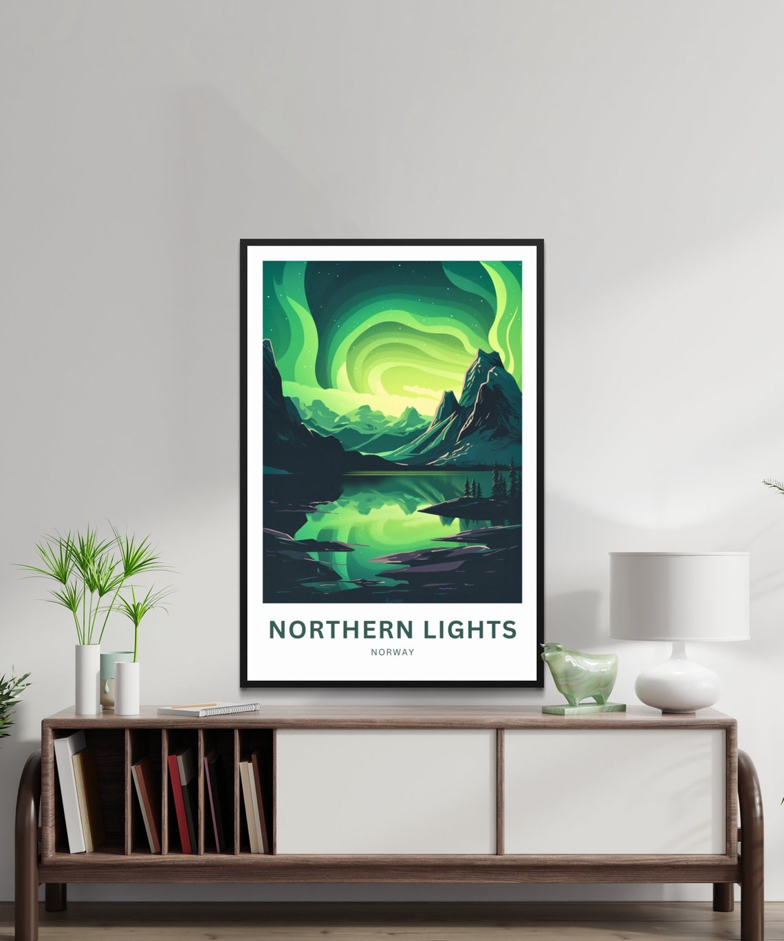 Personalized Northern Lights Norway Aurora Lake Mountain Poster - Image 2