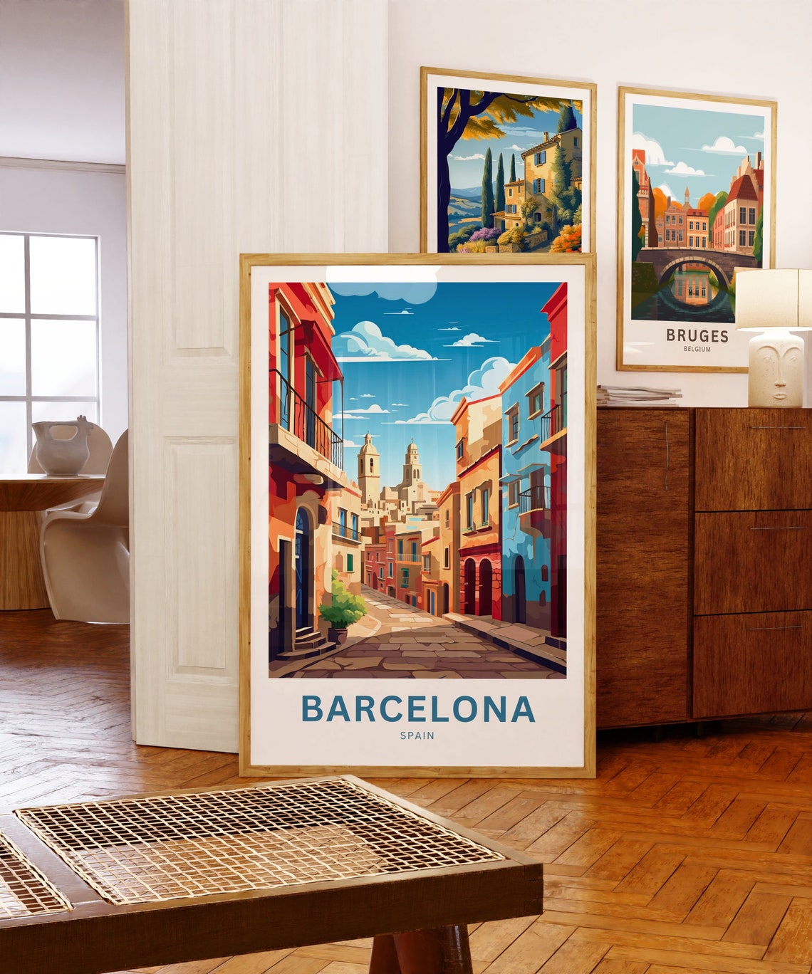 Personalized Barcelona Spain Historic Street Twin Towers Poster - Image 5