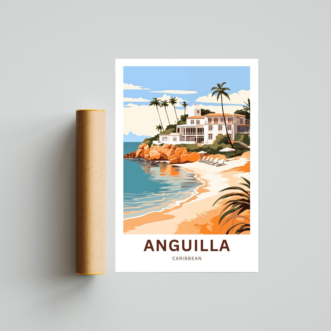 Anguilla Travel Print Anguilla Poster Caribbean Wall Art Framed Present Gift Caribbean Present - Image 4