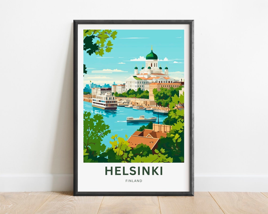 Helsinki Finland Green Domes Harbor Summer Waterfront View Poster