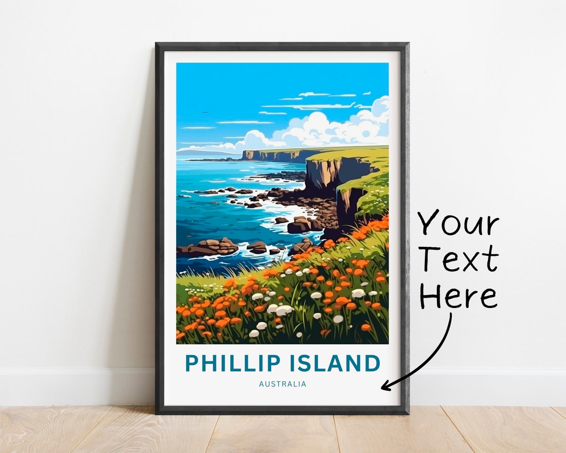 Personalized Phillip Island Australia Coast Custom Travel Poster
