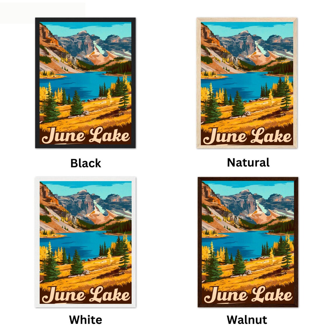 June Lake California Blue Lake Peaks Autumn Retro Travel Poster - Image 4