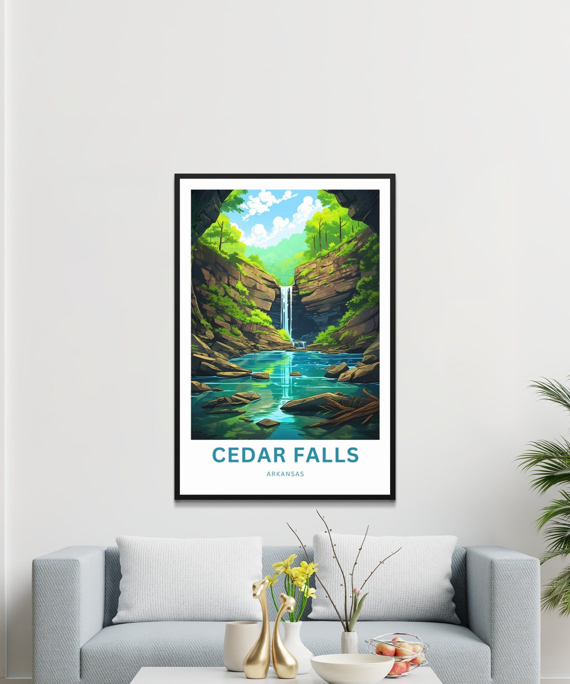 Cedar Falls Arkansas Canyon Waterfall Emerald Pool Travel Poster - Image 3