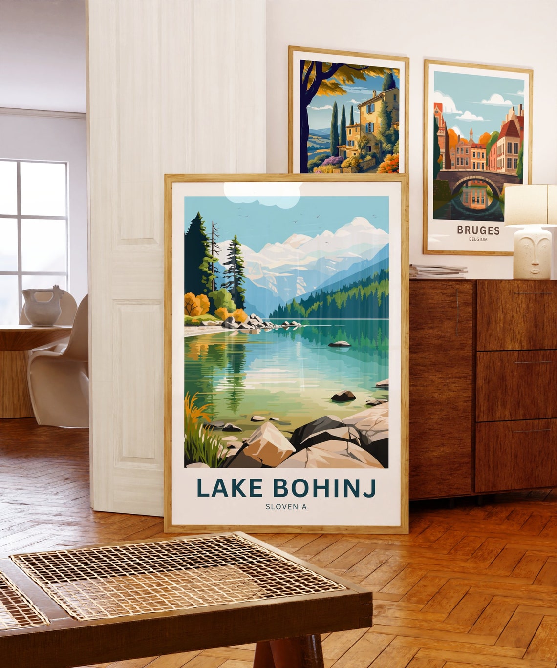 Lake Bohinj Personalized Snow Peak Lake View Travel Art Poster - Image 5