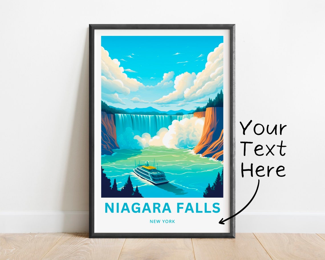 Niagara Falls Boat Rainbow Mist Custom New York Travel Poster