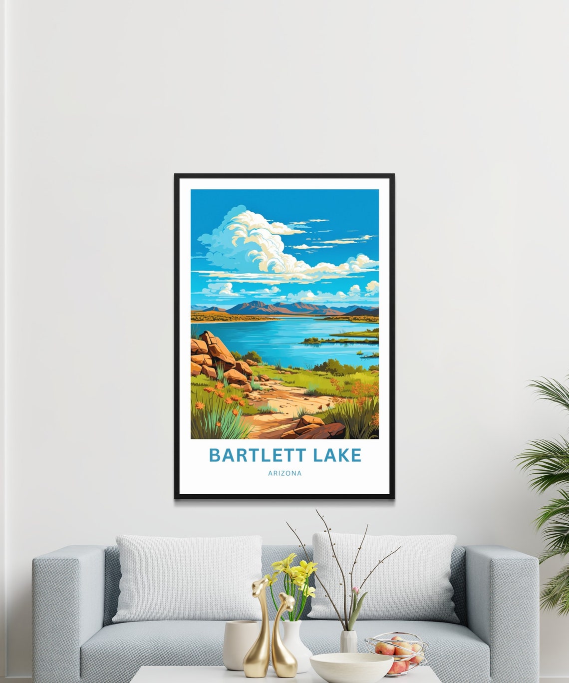 Personalized Bartlett Lake Arizona Rocky Desert Shoreline Poster - Image 2