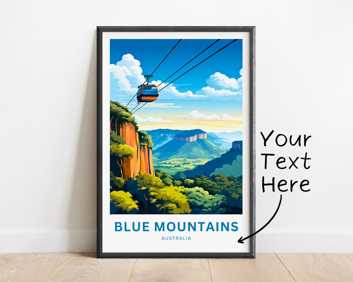 Blue Mountains Australia Gondola Forest Valley Custom Text Poster