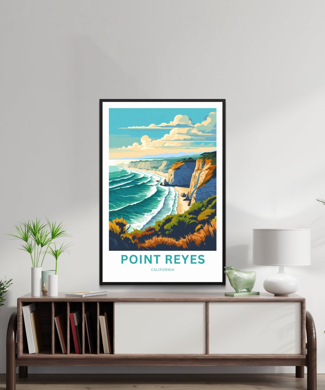 Personalized Point Reyes California Coastal Cliffs Surf View Poster - Image 2