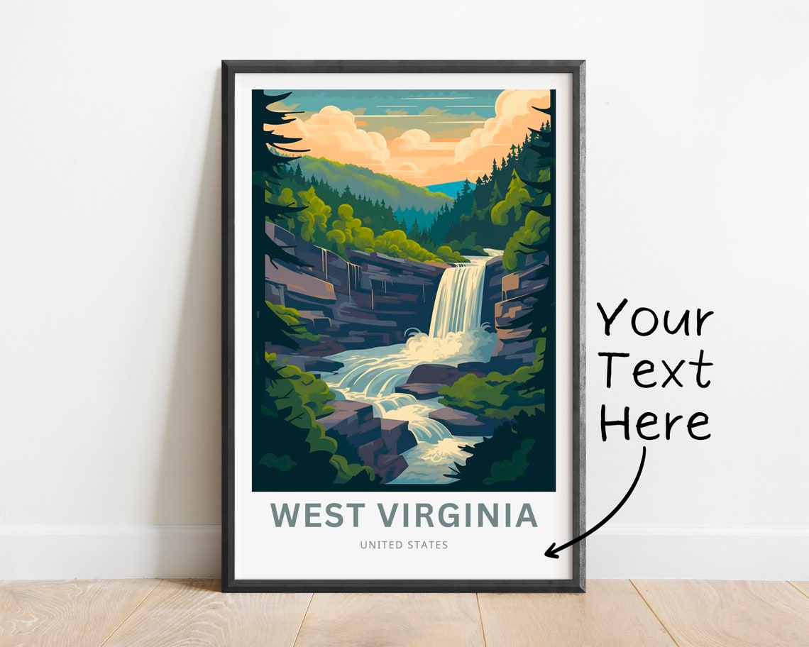 West Virginia Personalized Forest Waterfall Gorge United States Poster
