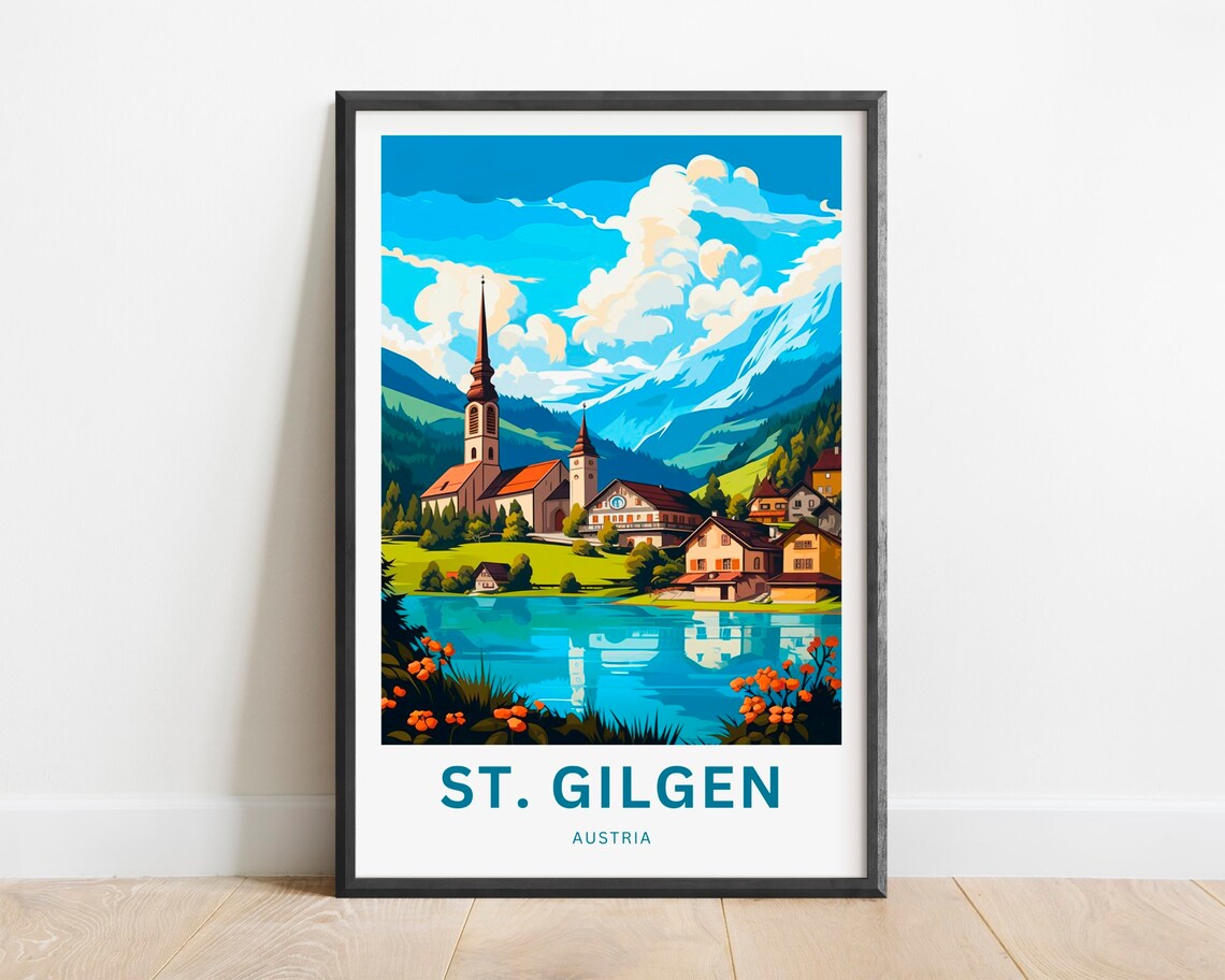 St Gilgen Austria Lakeside Church Alpine Village Travel Poster