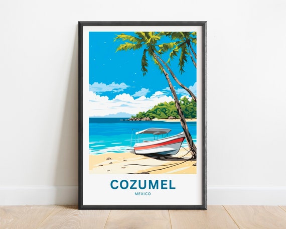 Cozumel Travel Print Cozumel Poster Mexico Wall Art Framed Present Gift Mexico Present