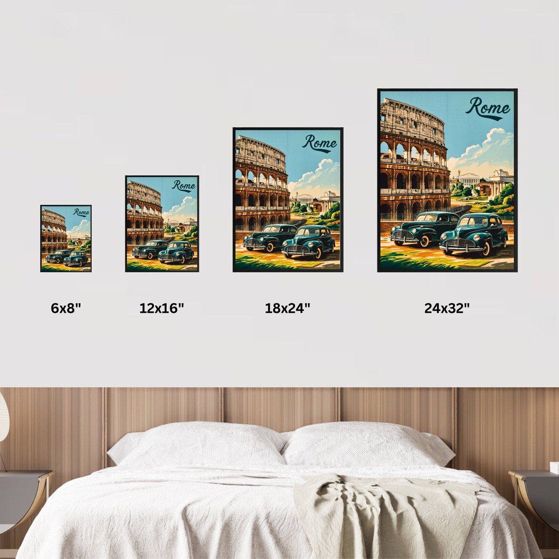 Rome Italy Colosseum Vintage Cars Retro Landmark Travel Poster - Image 4