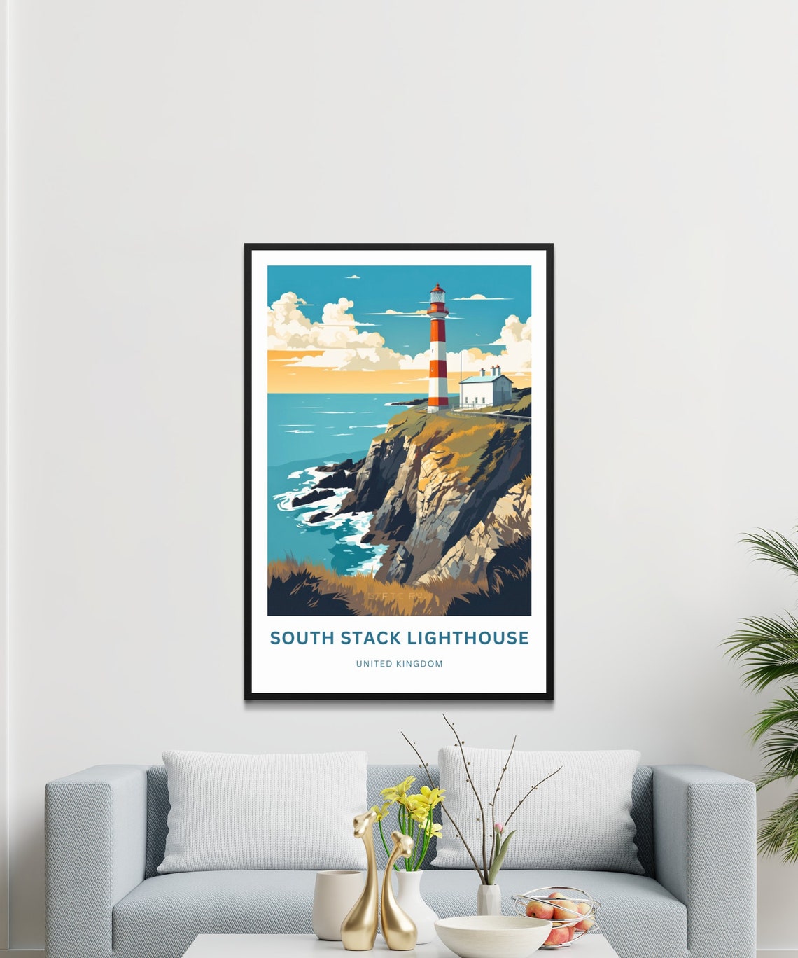 South Stack Lighthouse United Kingdom Cliff Coast Travel Poster - Image 3