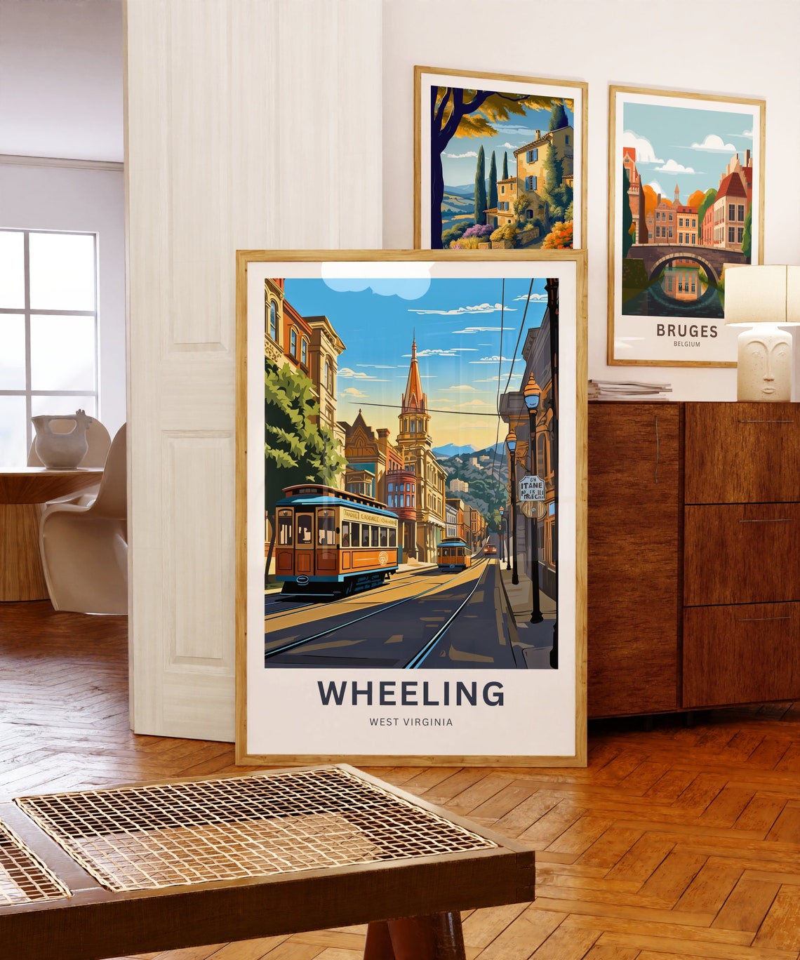 Wheeling West Virginia Trolley Street Retro Customizable Travel Poster - Image 5