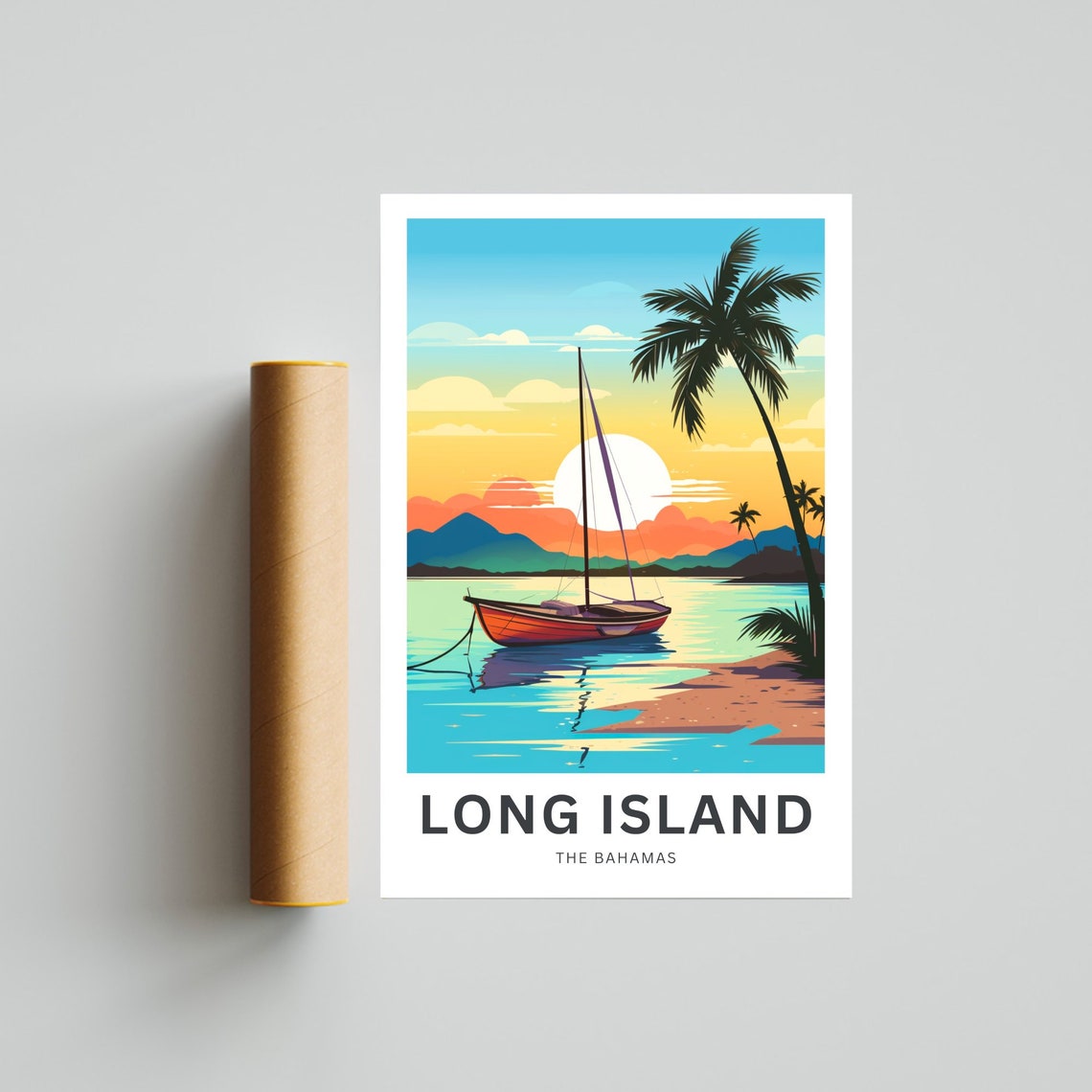 Personalized Long Island Travel Print Long Island Poster Bahamas Wall Art Framed Present Gift Bahamas Present - Image 4