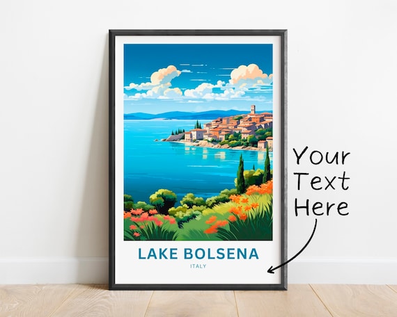 Lake Bolsena Travel Poster, Italy Wall Art