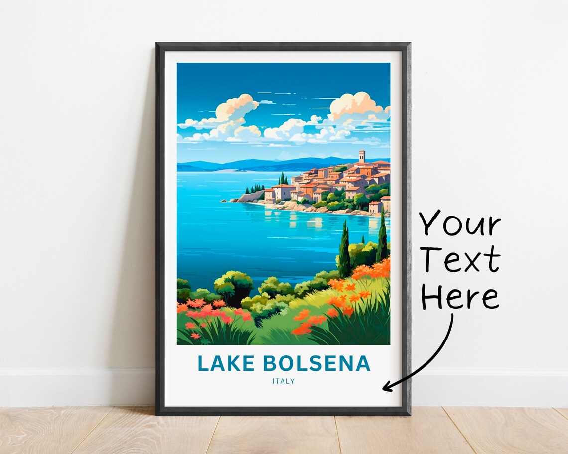 Lake Bolsena Travel Poster, Italy Wall Art