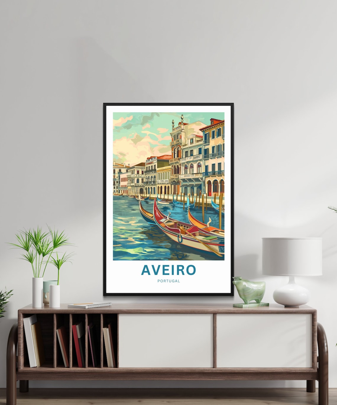 Aveiro Portugal Gondola Sunset Waterfront Buildings Travel Poster - Image 2