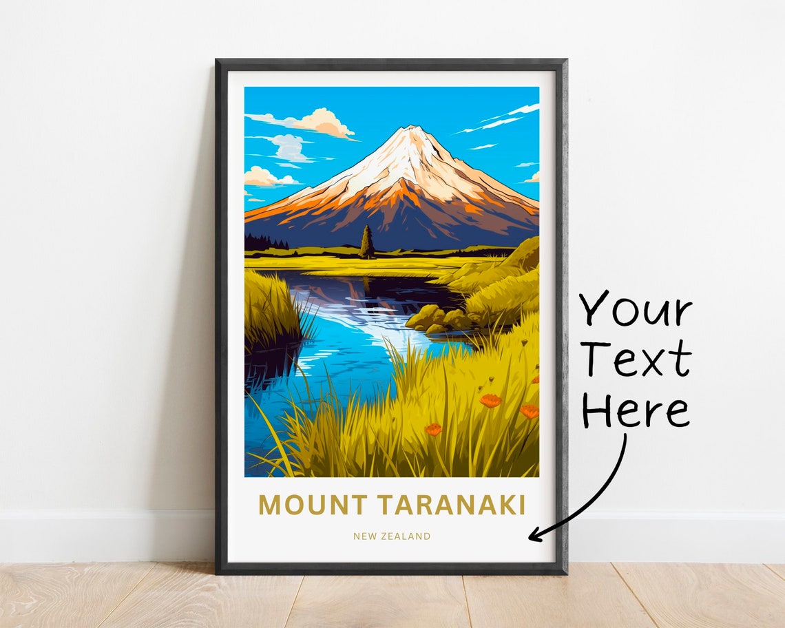 Personalized Mount Taranaki New Zealand Volcano Meadow Custom Poster
