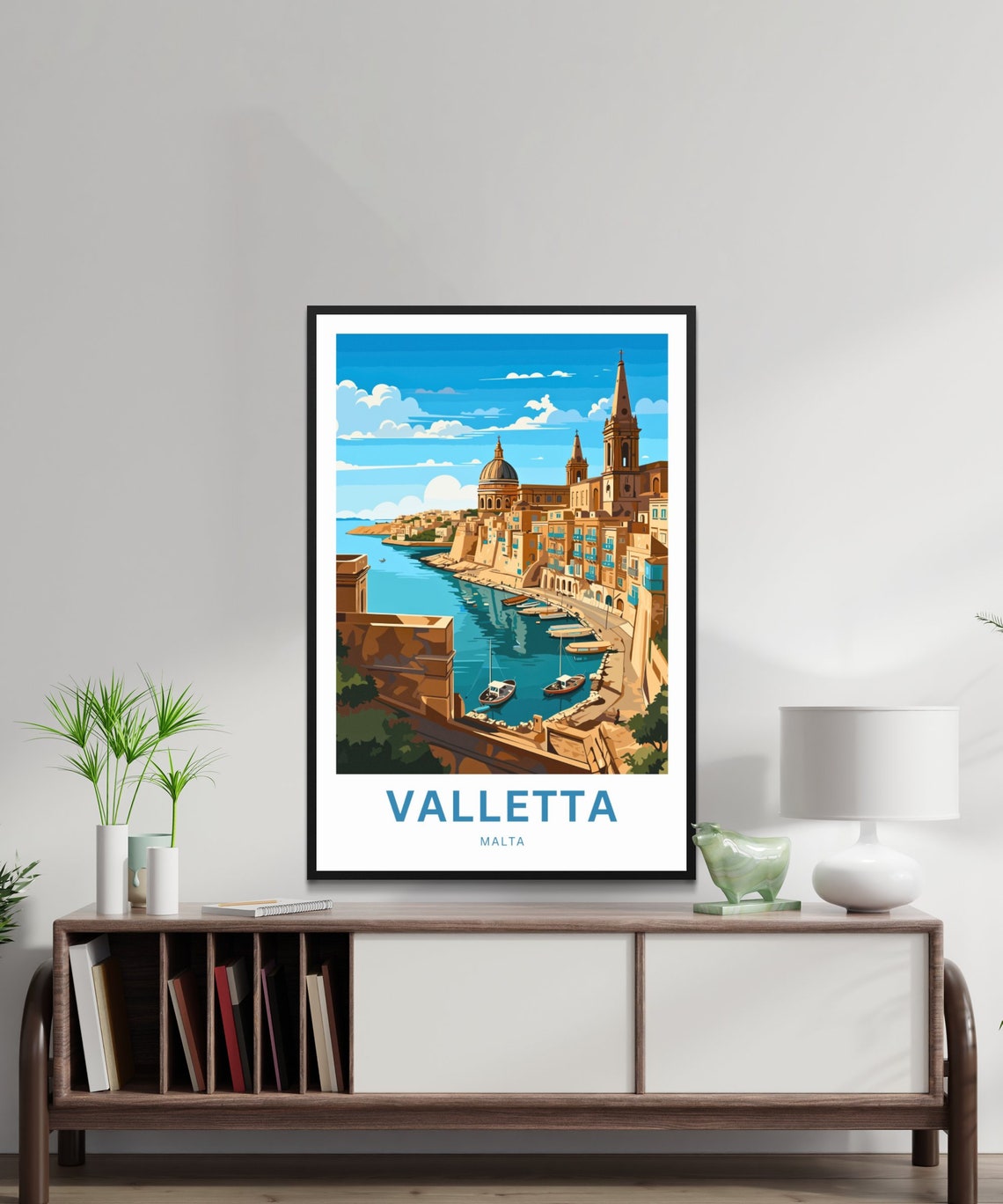 Personalized Valletta Malta Harbor Custom Text Travel Art Poster - Image 2
